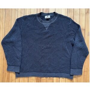 Woolrich Mens Slate Gray Waffle Knit Ramie Cotton Crewneck Sweater 13012 Large